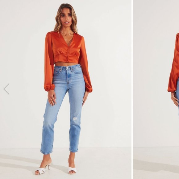 Levis Wedgie Straight Jeans Light Wash Tango Blue - Picture 7 of 16